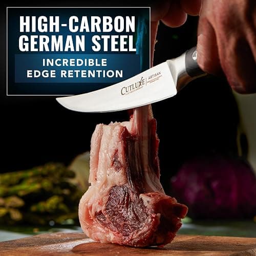 Cutluxe Curved Boning Knife – 6" Boning Knife for Meat Cutting, Filleting – High Carbon German Steel, Full Tang & Ergonomic Handle Design – Artisan Series thumbnail 5