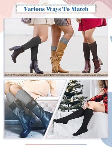 Shihanee 8 Pairs Warm Winter Knee High Socks for Women Boot Thick Socks for Cold Weather Hiking Skiing Working Winter Gifts thumbnail 6