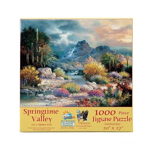 SUNSOUT INC - Springtime Valley - 1000 pc Jigsaw Puzzle by Artist: James Lee - Finished Size 20" x 27" - MPN# 18085 - Image 1