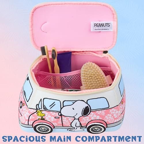 Get Trend Peanuts Snoopy Toiletry Bag Women Teens Travel Essentials Girls Makeup Bag Gifts for Her (Pink Snoopy) thumbnail 5