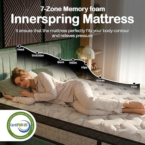 Sleepnexis 10 Inch Queen Hybrid Memory Foam Mattress in a Box – Cooling Gel, Medium Firm, Fiberglass Free, Back Pain Relief, Pocket Coils, Motion Isolation, CertiPUR-US Certified Queen Mattress thumbnail 7