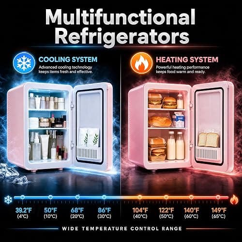 MoraRise 16L Skincare & Makeup Mini Fridge, Cooler & Warmer with LED Mirror | Portable Compact Desktop Small Beauty Fridge for Bedroom, Dressing Table & Office, AC/DC Mains thumbnail 4