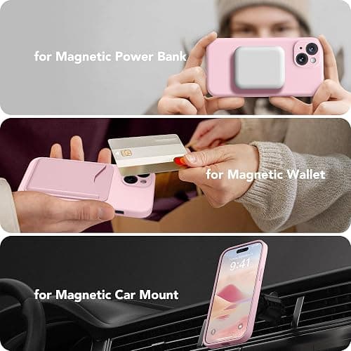 SuydanBox Magnetic for iPhone 14 Case, Compatible with MagSafe, [Full Camera Protection][Screen Protector] Silicone Shockproof Protective Phone Case for iPhone 14 6.1 inch, Chalk Pink thumbnail 6