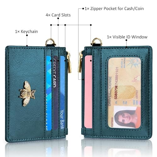 SEAVILIA Card Holder Keychain Wallet for Women with ID Window RFID Coin Purse Bee Gifts Slim Minimalist Small Wallet thumbnail 4