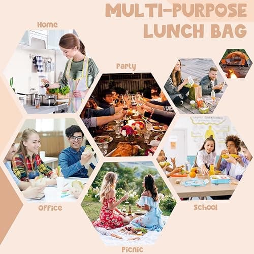 Bluboon Lunch Bag for Women Men Cute Corduroy Lunch Tote Bags Reusable Insulated Lunch Box Large Capacity Reusable Insulated Cooler for Work Picnic or Travel thumbnail 6