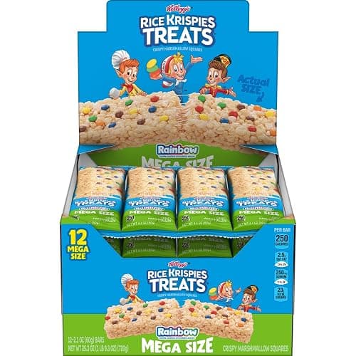Rice Krispies Treats Mega Bars Large Marshmallow Snack Bars, Kids Snacks, Rainbow, 25.3oz Box (12 Bars) - Image 1