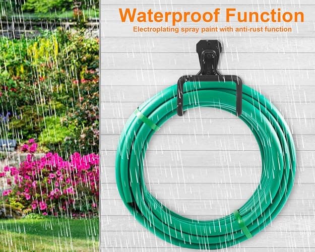 PeoMev Metal Garden Hose Holder - Heavy Duty Hose Hanger Wall Mounted Water Hose Holder for Outside Yard, Sturdy Hose Reel Hose Hooks for Water Hose, Extension Cords thumbnail 4