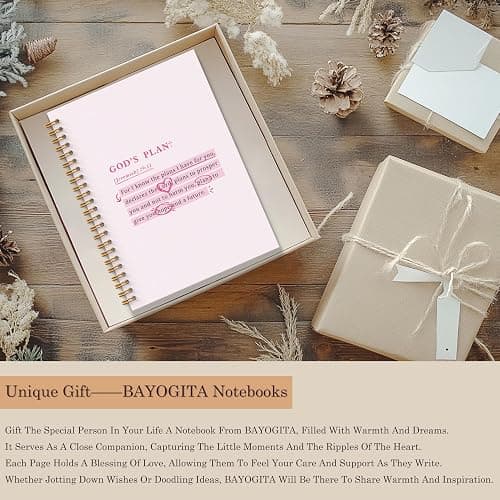 BAYOGITA Pink Christian Spiral Notebooks, Jeremiah 29:11 Bible Journaling Notebook, Religious Prayer Journal for Woman, Church Notes Notebook, Christian Gifts for Women, 5.5x8.3 Inches thumbnail 4