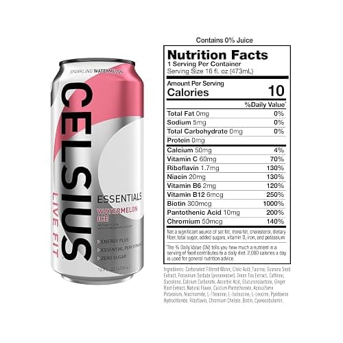 CELSIUS ESSENTIALS™ Sparkling Watermelon Ice, Sugar Free Performance Energy Drink, 16 Fl Oz (Pack of 12) thumbnail 2