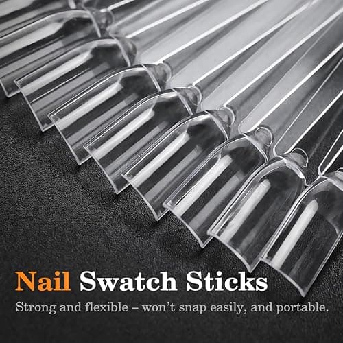PEACECOLOR 100 Pcs Nail Swatch Sticks with Ring, 120 Blank Number & Box | Nail Color Swatches Display Kit, Protective Container Box, Clear Fan-Shaped Swatch for Nail Art Practice, Home and Salon thumbnail 9