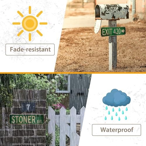Booda Brand Stoner Avenue Street Sign 4 Signs of Exit 420 /High St/Mary Jane Lane/Stoner Ave for Room Decor, Duplex Printed Trippy Room Decor for Stoner, Vintage Rustic Retro Garage Decor Sign thumbnail 4