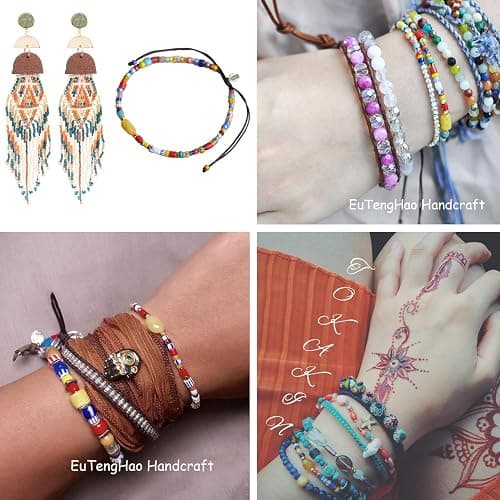 EuTengHao 14400pcs Tube Beads Bugle Glass Seed Beads, Small Craft Spacer Beads for DIY Bracelet Necklaces Crafting Jewelry Making Supplies with Two Crystal String (3mm, 600 Per Color, 24 Colors) thumbnail 6