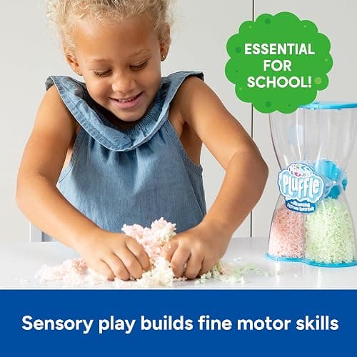 Educational Insights Pluffle® Glow-in-the-Dark - Sensory Bin Foam Set, No Mess Alternative to Sand Toys & Slime for Toddlers at Home or in the Classroom, Fun Sensory Table Filler, Gift for Ages 3+ thumbnail 5