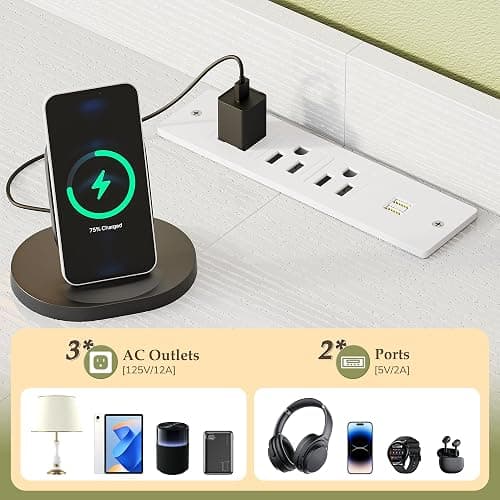 EnHomee LED Dresser for Bedroom with Charging Station,11 Drawers & 4 Hooks | Dresser TV Stand for 50 55 60 inch TVs for Living room,Storage Chests of Drawers with 2 Wood Shelve,White PU Leather thumbnail 5