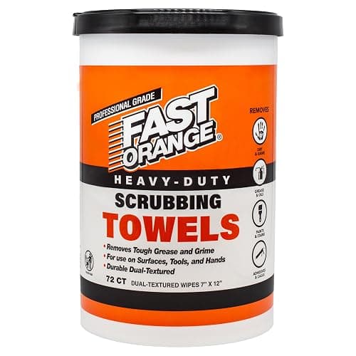 Fast Orange Heavy Duty Scrubbing Towels Removes Tough Grease, Grime, Paint, Resins, Glue and More, for Hands, Tools and Surfaces Without Sticky Residue, 72 ct - Image 1