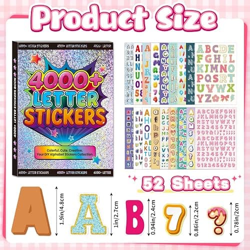 4000 Pcs+ Letter Stickers, 52 Sheets Alphabet Stickers Self-Adhesive Colorful Number Sticker Letters for Scrapbooking DIY Crafts Journaling School Projects Notebook Junk Journal Laptop Classroom Decor thumbnail 3