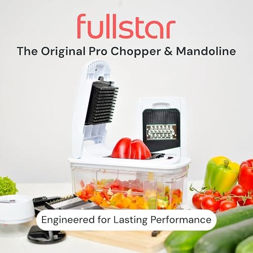 Fullstar Mandoline Slicer for Kitchen - Vegetable Chopper, Onion Potato Food Veggie Fruit Slicer and Cutter with Container, Kitchen Gadgets & Gifts, Home Essentials (6 in 1, Black) thumbnail 3