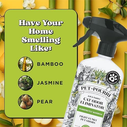Pet-Pourri Smell Ya Litter Cat Litter Deodorizer Spray, Purrfectly Bamboo 3.4 Fl Oz, Up to 170 Uses, Pet Odor Remover with Essential Oils for Air, Carpet, Urine, Vet Recommended, Bergamot Bamboo Scent thumbnail 11