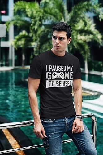I Paused My Game to Be Here t Shirt Gamer Gifts for Men Gaming Funny Graphic Tees thumbnail 5