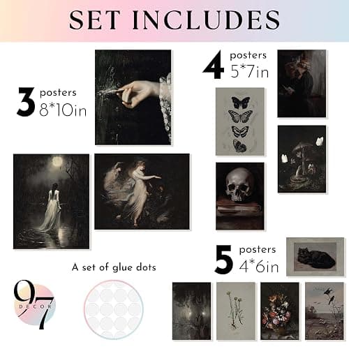 97 Decor Dark Academia Decor - Victorian Gothic Wall Art Prints, Dark Moody Aesthetic Pictures, Creepy Goth Posters Vintage Gothic Painting for Home Bedroom Decorations (8x10 Unframed) thumbnail 2