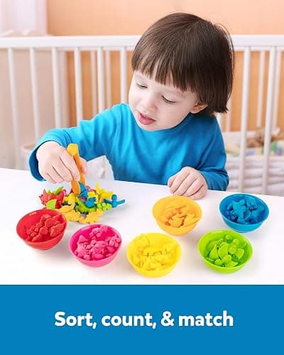 Coogam Counting Dinosaur Sorting Toy Set, Color Matching Classification Game, Montessori Fine Motor Skill Preschool Educational Montessori Learning Toys for 3 4 5 Years Old thumbnail 4