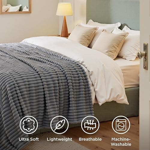 Bedsure GentleSoft Frost Gray Fleece Blanket for Couch - Cozy Soft Blankets for Women, Cute Small Throws for Girls, 50x60 Inches thumbnail 6