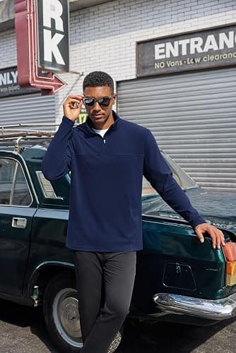 COOFANDY Mens Fleece Quarter Zip Pullover Long Sleeve Mock Turtleneck Sweatshirts Thermal Workout Golf Polo Shirt thumbnail 7