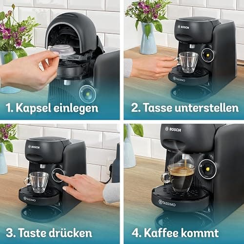 Bosch Tassimo finesse friendly Kapselmaschine TAS162E, 70 Getränke, intensiverer Kaffee auf Kopfdruck, Abschaltautomatik, nachhaltig, perfekt dosiert, 1400 W, schwarz/schwarz thumbnail 6