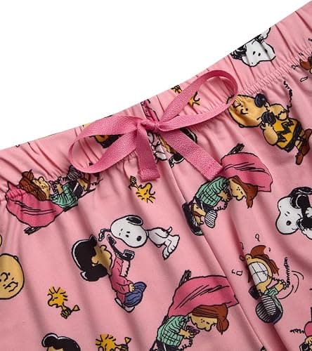 COCO BRANDS Peanuts Snoopy Womens Pajama Set - 2 Piece Short Sleeve Button Down Sleep Shirt and Pajama Shorts thumbnail 5