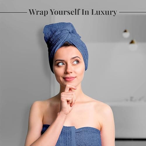 Tens Towels Pack of 4 Extra Large Bath Towels 30 x 60 Inches, 100% Cotton, Larger & Lighter Weight, Quicker to Dry, Super Soft and Absorbent, Perfect for Bathroom, Blue - Blue thumbnail 3