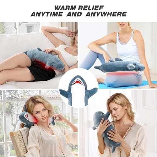 Shark Heating Pad Plush, Cute Heated Stuffed Animal, USB Powered Electric Heating Pad with 3 Heat Levels & Timer, Soft Warm Plush Cushion Gift for Women Teen Girls thumbnail 2