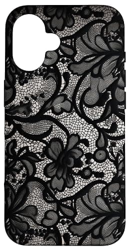 Black Lace Vintage Pattern Case for iPhone 16 - Image 1