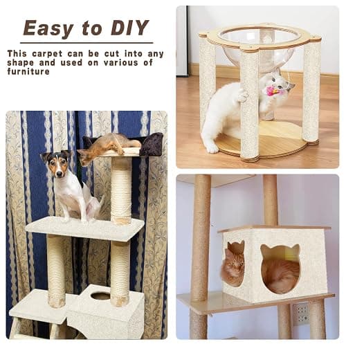 Cat Scratching Mat, 118" x 15.8" Self-Adhesive Trimmable Cat Scratching Carpet Mat with 20 Screws, DIY Cat Scratchers Furniture Protector for Indoor Cats, Couch, Wall and Cat Tree Shelves thumbnail 7