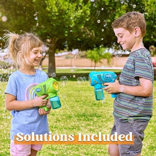 JOYIN 2 Kids Bubble Gun with 2 Bottles Refill Solution, Bubble Machine Gun for Toddlers Kids 4-8, Party Favors, Summer Toy, Outdoors, Easter, Birthday Gift thumbnail 2