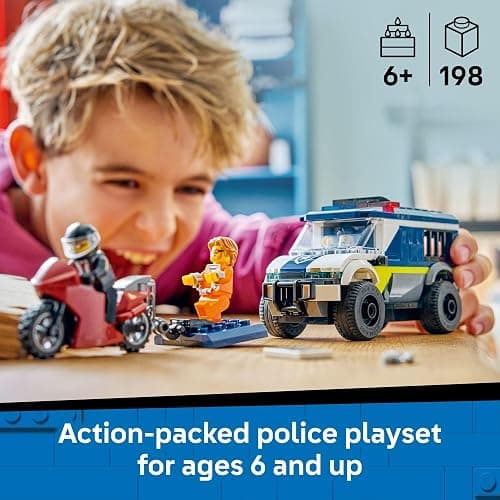 LEGO City Police Prisoner Transport Van - Police Toy for Kids, Boys & Girls Ages 6+ - Emergency Vehicle & Motorcycle Building Kit - Officer and 2 Crook Minifigures - Gift Idea for Birthdays - 60479 thumbnail 2