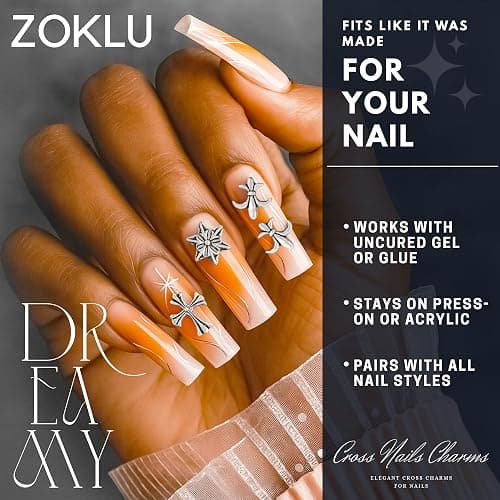 Silver and Gold Cross Nail Charms – 240 Pcs Cross Charms for Nails Crafted from Acrylic & Alloy, Long-Lasting Metallic Shine – Easy-to-Use Nail Decorations for Home, Salon & Holiday Manicure Ideas thumbnail 4