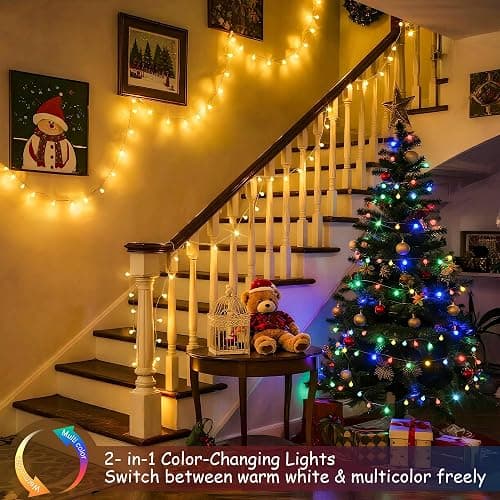 JMEXSUSS Globe String Lights Indoor, Color Changing Christmas Lights Plug in, Warm White & Multicolor String Light with Remote for Bedroom Room Tree Party Christmas Decor thumbnail 2
