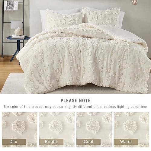 Intelligent Design King Comforter Set Chenille Tufted Animal Print Pattern Comforters King Size, All Season Fluffy Bedding Soft Microfiber Reverse, Larissa, King/Cal King Off-White 3 Piece thumbnail 7