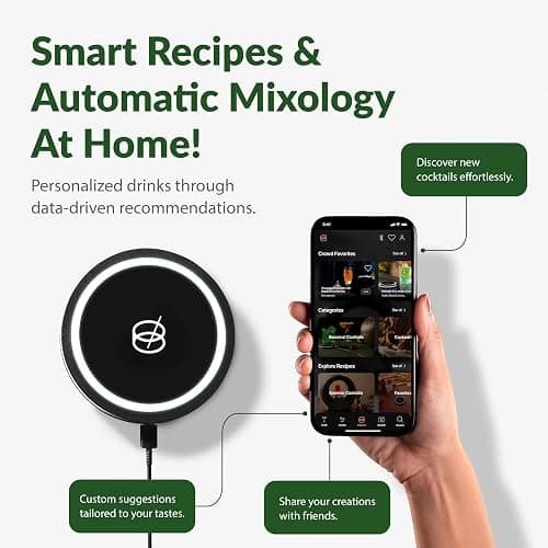 Barsys Smart Coaster 2.0 (Black) – Portable Cocktail Maker & Drink Mixer, App-Enabled Home Bartender Machine with 1000+ Recipes for Cocktails & Mocktails thumbnail 6