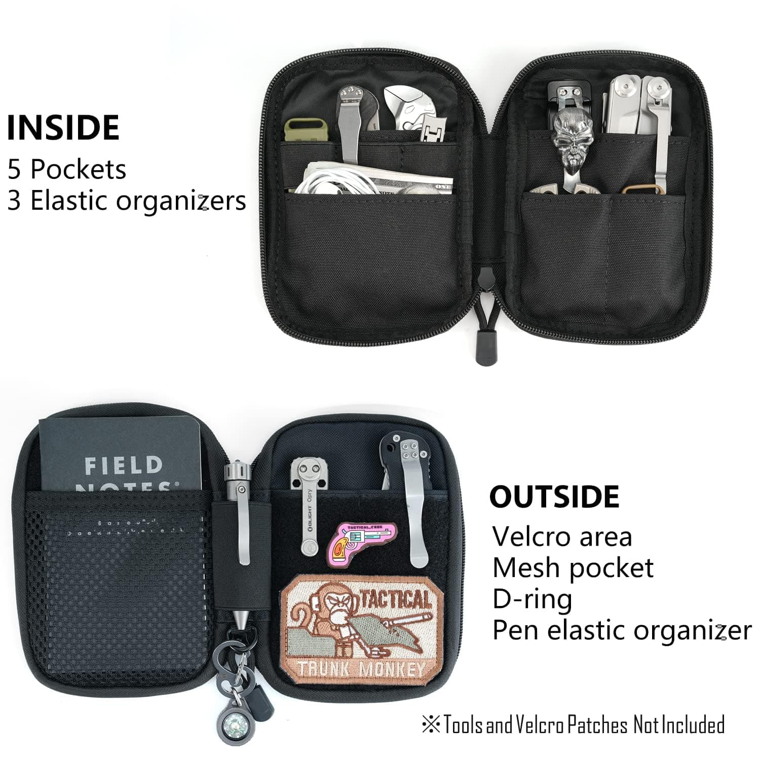 EDC Pocket Organizer Pouch - Nylon Utility Tool Pouch With D-Ring for Gears and Multitools thumbnail 3