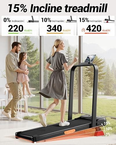 3-in-1 Walking Pad with 15% Incline, Portable Under Desk Treadmill, Foldable Treadmills for Home and Office, 2.5 HP Quiet Walking Pad Treadmill with 300 LBS Capacity thumbnail 3