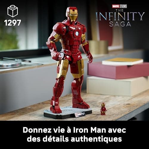 LEGO ǀ Marvel Iron Man Mark 3 Édition Collector - Figurine - Maquette Avengers pour Adulte - Décoration Intérieure - Minifigurine & Réacteur Arc - Cadeau à Collectionner pour Fans 76344 thumbnail 4