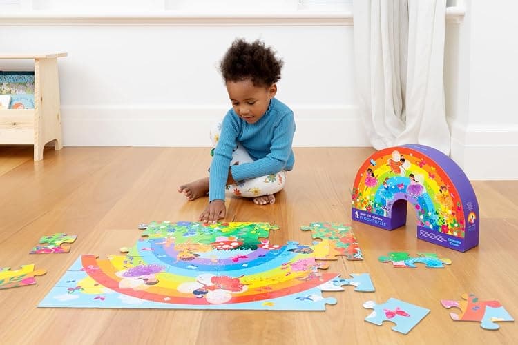 Crocodile Creek 36-Piece Jigsaw Floor Puzzle - Fun Floor Puzzles for Kids Ages 3-5 - Heavy-Duty Shaped Box for Storage - Over The Rainbow - 27" W x 20" H Finished thumbnail 8