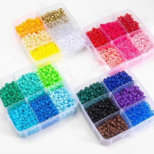 Gxueshan 4500 Pcs Acrylic Pony Beads Bulk Large Hole Plastic White Green Gold Red Black Blue Pink 24 Assorted Colors Kandi Hair Beads for Crafts Friendship Bracelet Jewelry Making Kit Set (4500) thumbnail 2