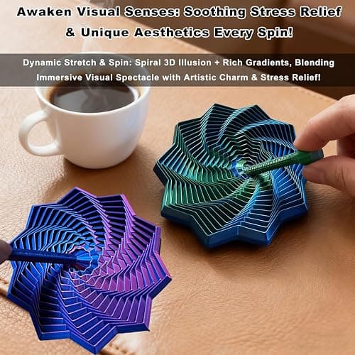 3D Printed Expanded Sensory Fidget Star,Transformable Stress Relief Finger Toy with Detachable Handle,for Office desks as a Stress-Relief Gifts,ADHD & Stress Relief (Red-Blue) thumbnail 2
