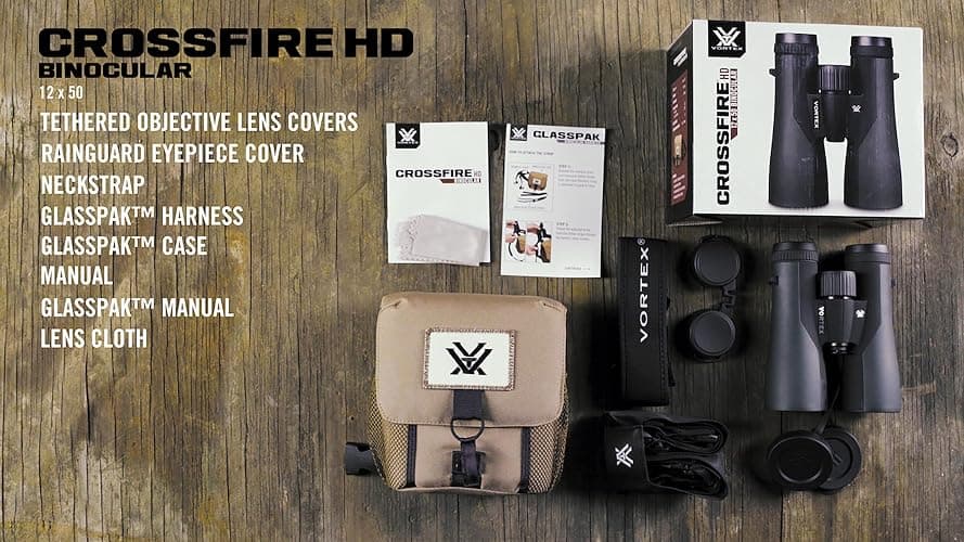 Vortex Optics Crossfire HD 12x50 Binoculars - HD Optical System, Tripod Adaptable, Rubber Armor, Waterproof, Fogproof, Shockproof, Included GlassPak - Unlimited, Unconditional Warranty thumbnail 6