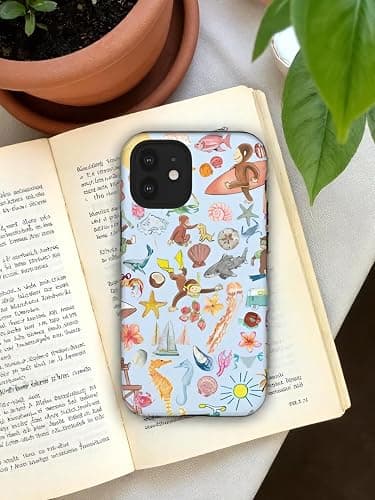 Curious Monkey George Whimsical Summer Beach Phone Case Compatible with iPhone 16E, Protective Hybrid 2-Layer Hard Shell, Cute Curious Monkey Collection Playful George thumbnail 4