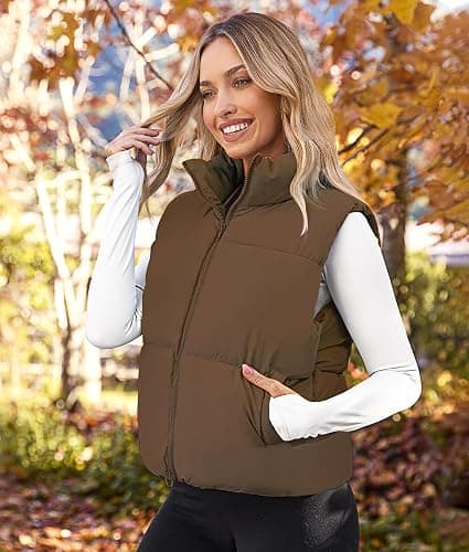 MEROKEETY Puffer Vest Women 2025 Fall Winter Sleeveless Jackets Lightweight Warm Stand Collar Quilted Zip Up Coat thumbnail 3