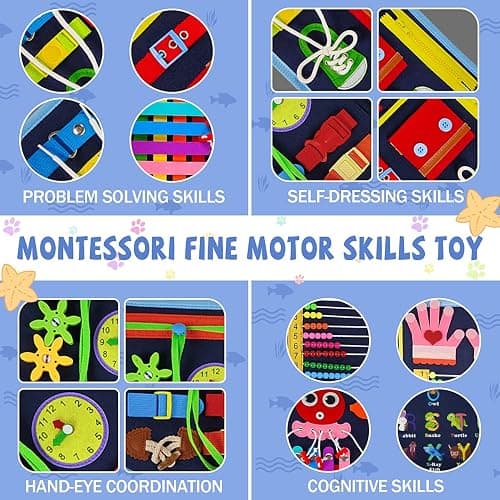 Gojmzo Busy Board Montessori Toys for Toddler Boys & Girls Gifts, Sensory Toys for Toddlers, Educational Travel Preschool Activities Learning Alphabet Count Fine Motor Skills thumbnail 3