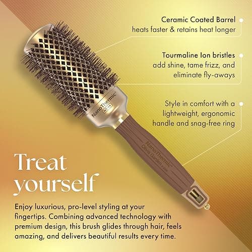 Olivia Garden NanoThermic Ceramic + Ion Round Thermal Hair Brush - Not Electrical - Professional Blowout Brush for Normal to Thick Hair thumbnail 3